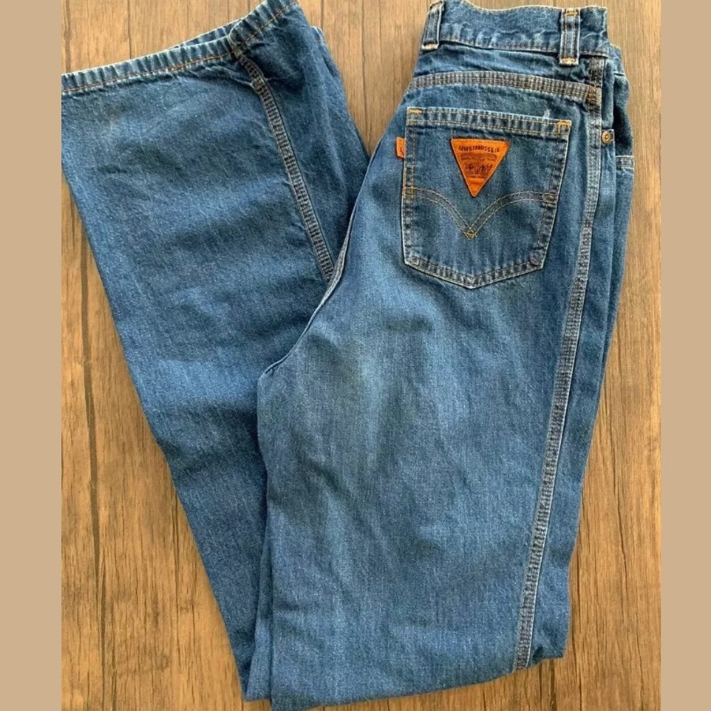 Vintage Levis 1970s Flare Orange Tag Sz 24